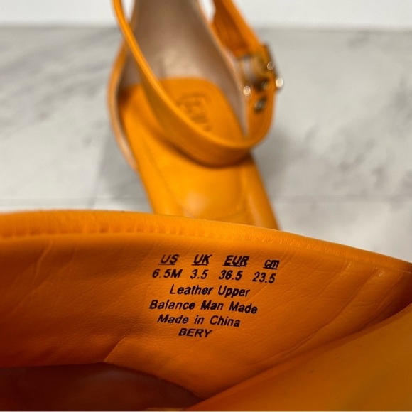 Franco Sarto Bery Orange Leather Ankle Strap Heeled Sandal 6 1/2 M - Picture 13 of 16